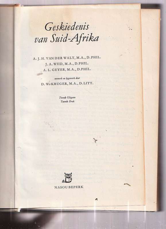 Geskiedenis van Suid-Afrika - AJA vander Walt