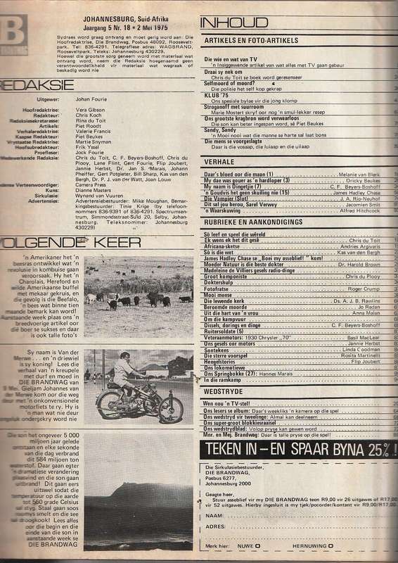 Lot van 3 Brandwag tydskrifte - 2 Mei 75 / 7 Nov 75 / 31 Jan 75