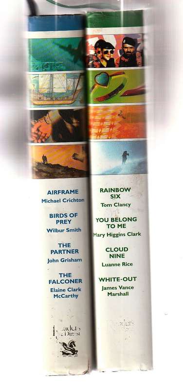 Lot of 2 Readers Digest - Tom Clancy / Wilbur Smith / Mary H Clark / John Grisham / M Crichton etc