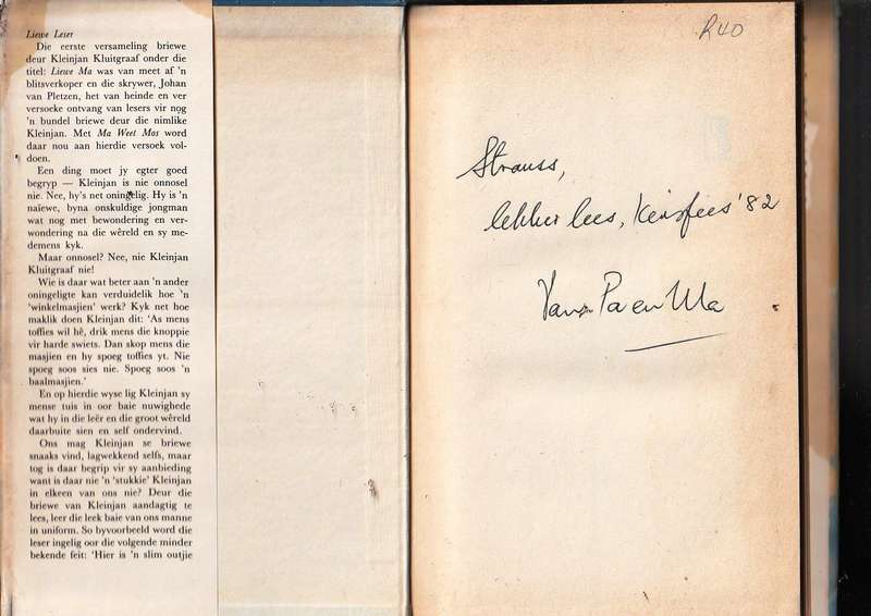 Ma weet mos - Nog briewe van Kleinjan - Johan van Pletzen - Humor uit die ou army dae