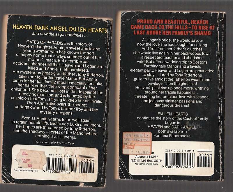 Lot of 3 Virginia Andrews Thrillers - Fallen Hearts / Gates of paradise / Dark angel