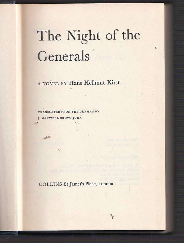 The night of the Generals - Hans Hellmut Kirst  - WW2 (Hardcover)