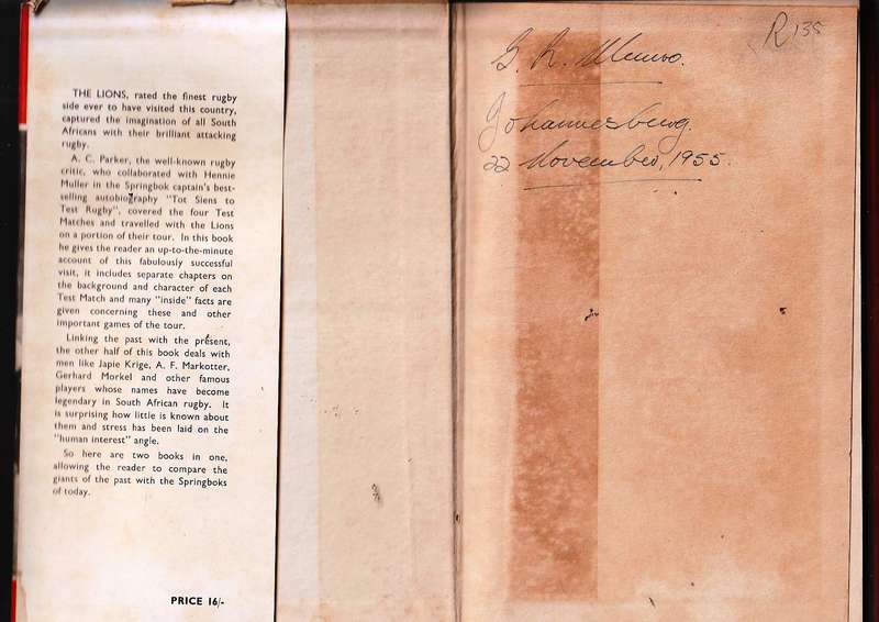 Gaints of South African Rugby - AC Parker - (1950') - for collectors of rugby books