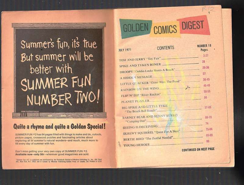 Tom & Jerry - Gold Key - Golden Comics Digest 1971 - Bronze Age A5 Size