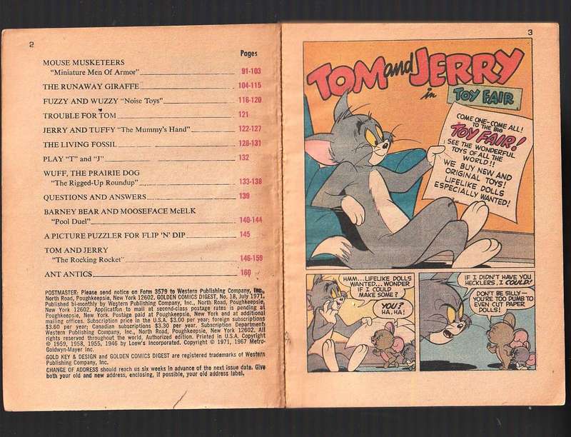 Tom & Jerry - Gold Key - Golden Comics Digest 1971 - Bronze Age A5 Size