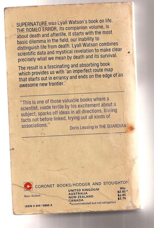 The Romeo Error - Lyall Watson - Companion abot life and afterlife