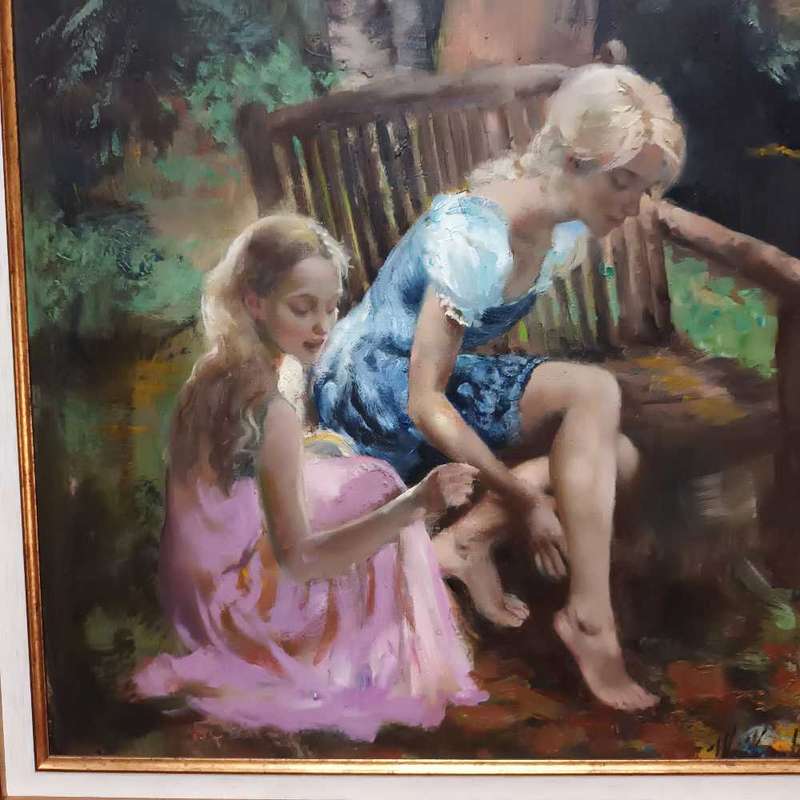 Marie Vermeulen Breedt painting 2 children in park