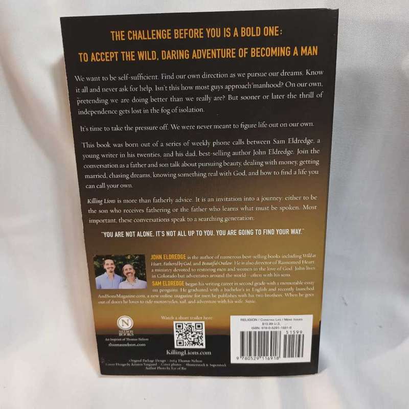 Killing Lions. A guide through the trial young men face. Eldridge and Eldridge. Christian book
