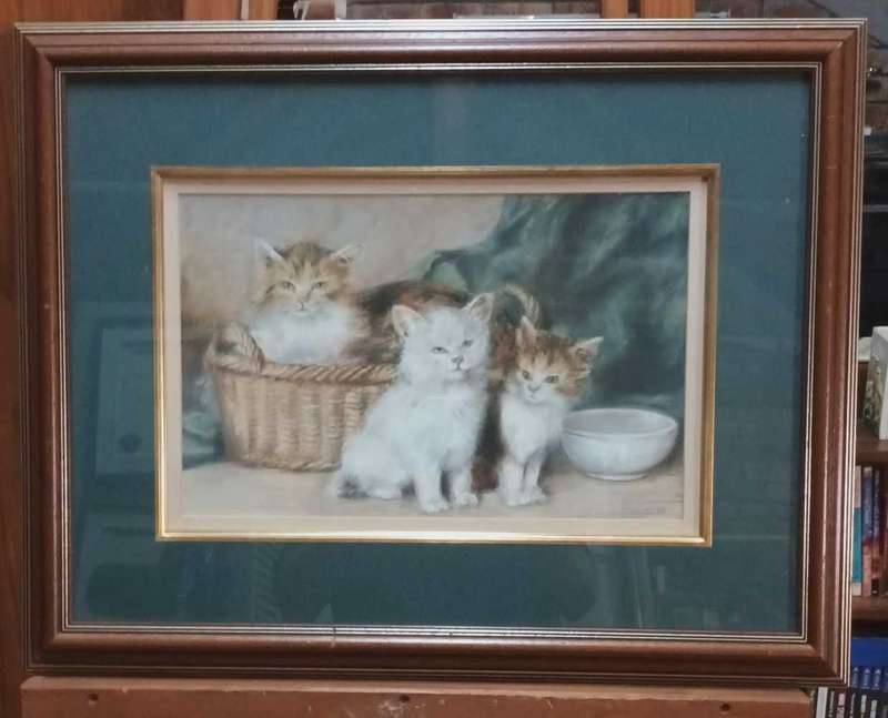 Oil pastel of cats