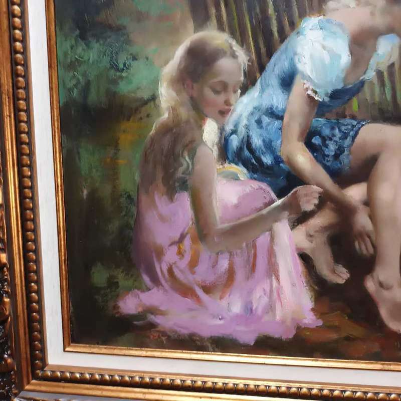Marie Vermeulen Breedt painting 2 children in park