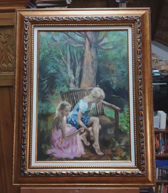 Marie Vermeulen Breedt painting 2 children in park