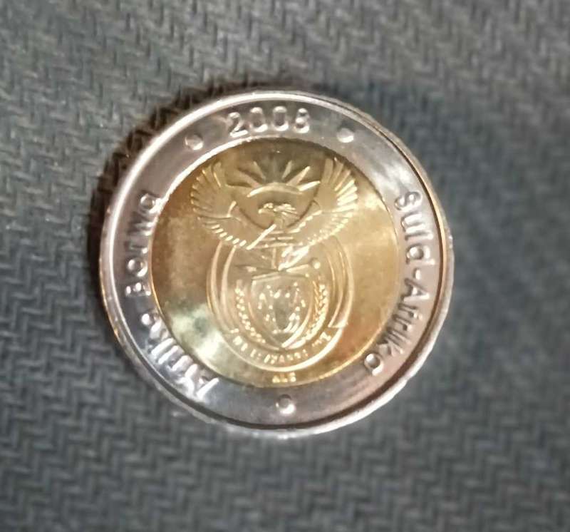 Uncirculated Mandela 2008 R5 coin.