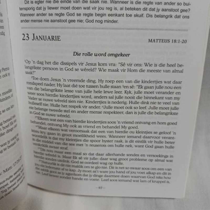 Die Eenjaar-boodskap met oordenking. Christian book
