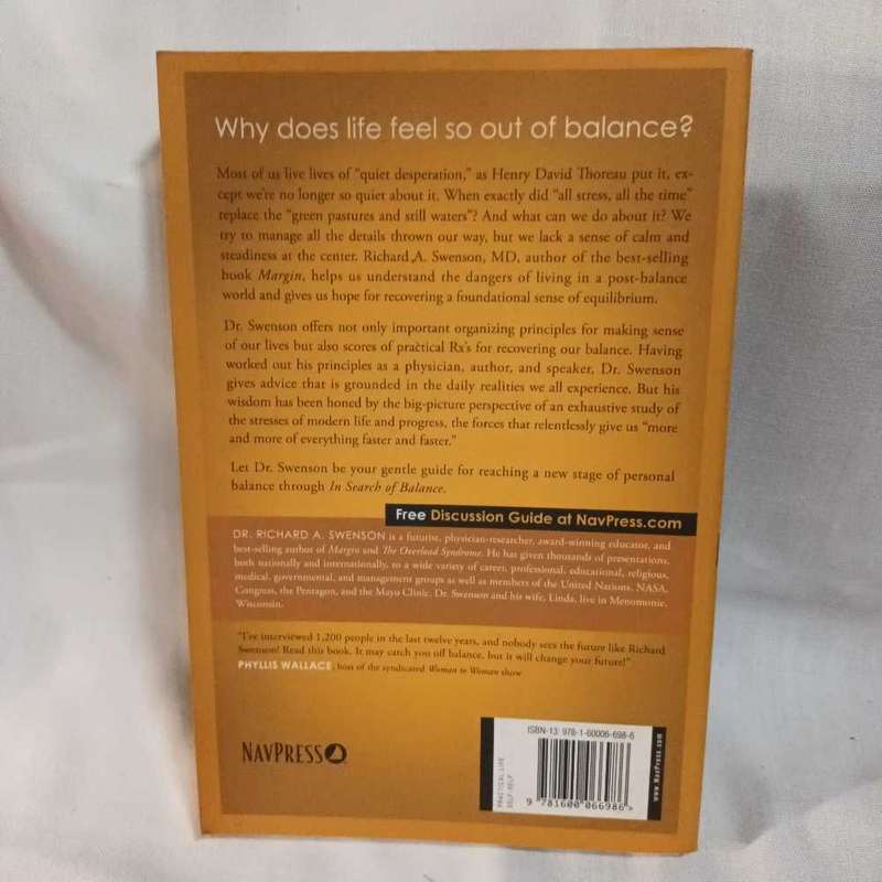 In search of balan e. Keys to a stable life. RA Swenson . Christian book