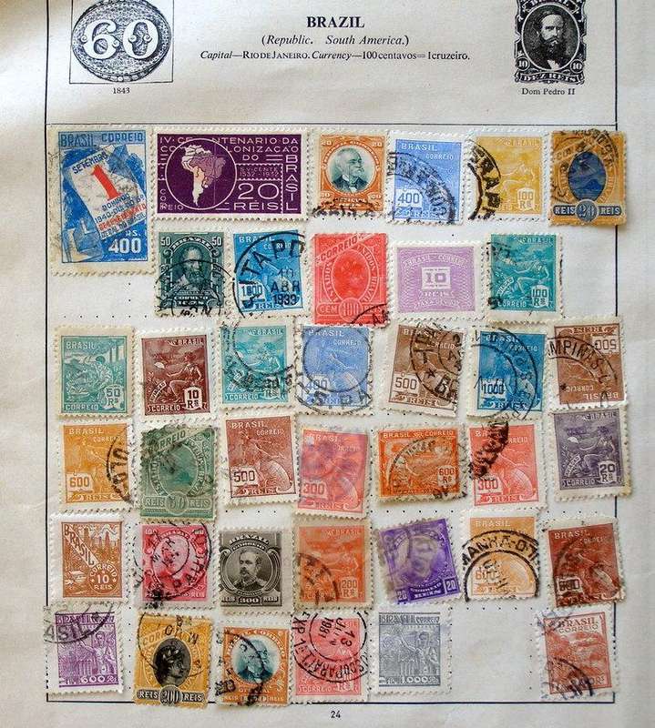 BRAZIL - Assorted Early Stamps hinged on Two Pages