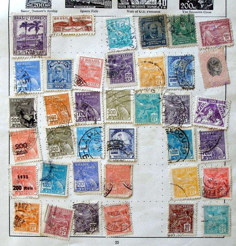 BRAZIL - Assorted Early Stamps hinged on Two Pages