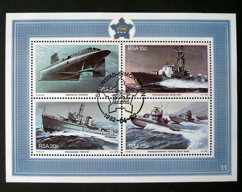 SOUTH AFRICA Miniature Sheet (CTO) - S.A. Navy Base at Simonstown 1982 //Ships