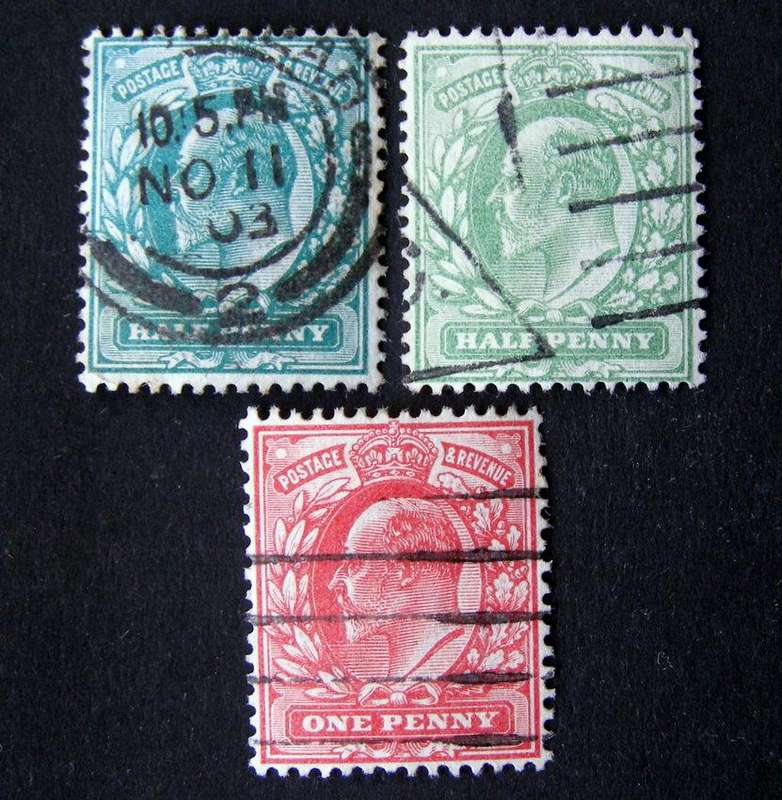 GREAT BRITAIN - King Edward VII One Penny & Halfpennies in two colourways 1902