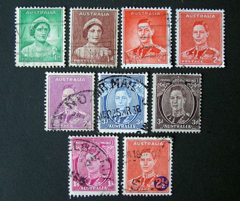 AUSTRALIA - King George VI and Queen Elizabeth 1937 (plus 1941 surcharge)