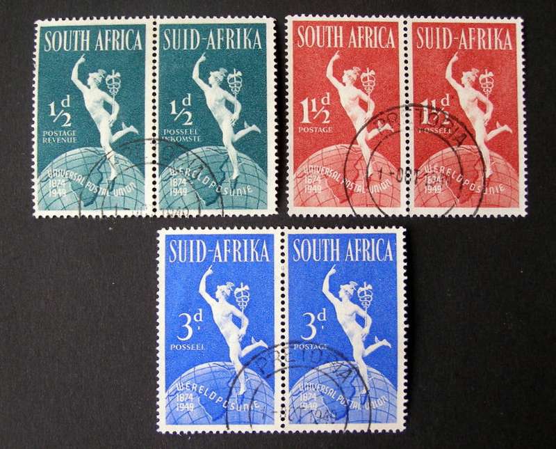 UNION OF SOUTH AFRICA Set (Pairs) - 75th Anniv. of the U.P.U. 1949