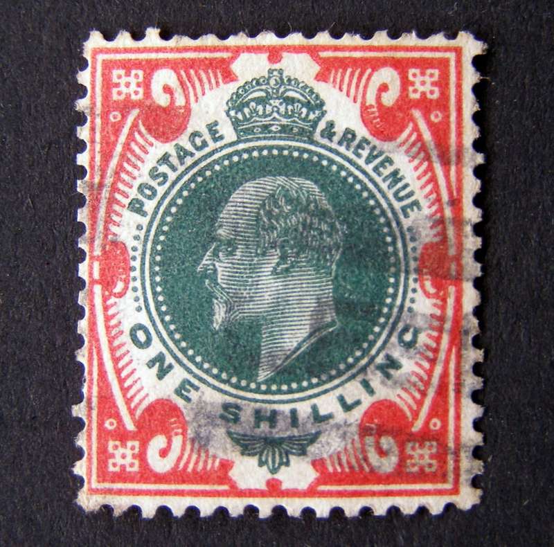 GREAT BRITAIN - King Edward VII 1s. Green and Scarlet 1902