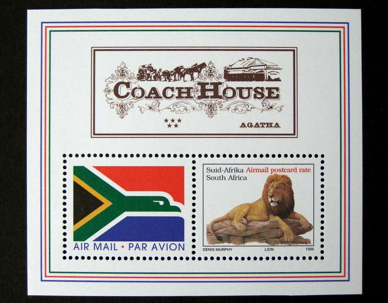 SOUTH AFRICA Mint Miniature Sheet - Agatha Coach House with Flag 1997