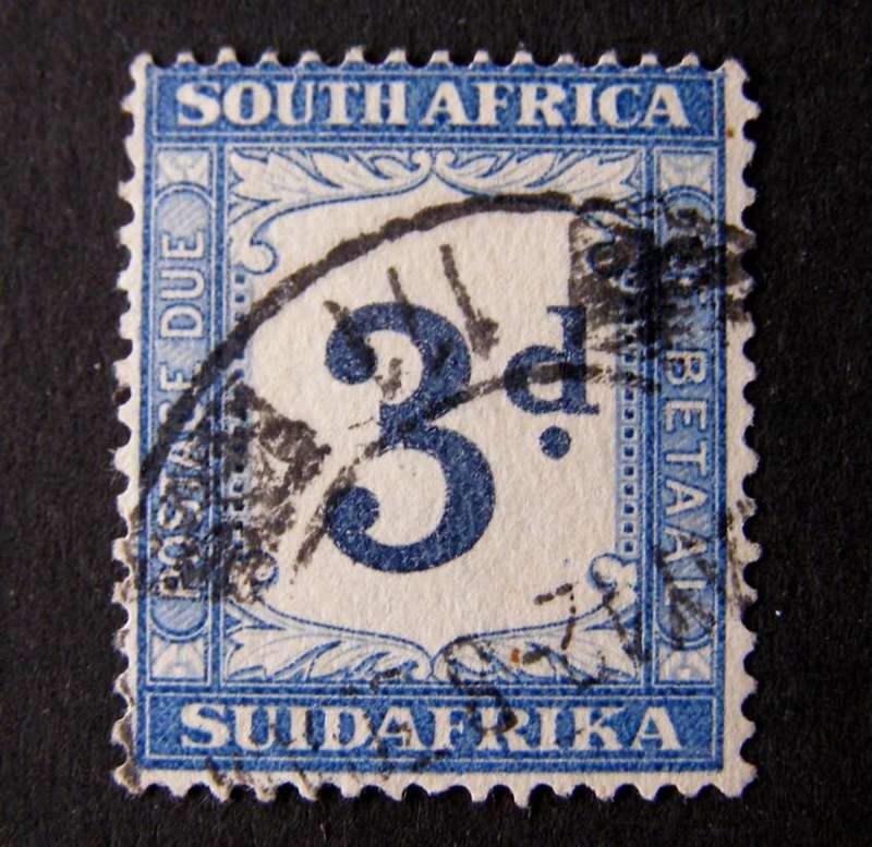 UNION OF S.A. - 3d. Postage Due (Inv. Wmk) 1932-42