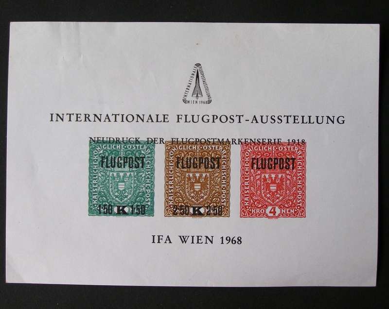 AUSTRIA Mint Commemorative Miniature Sheet - Vienna Airmail Post Philatelic Exhibition 1968