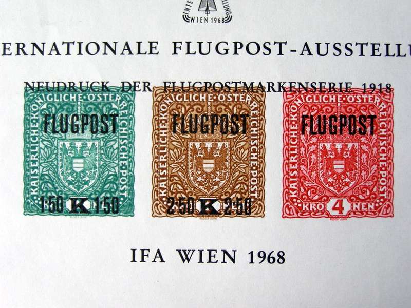 AUSTRIA Mint Commemorative Miniature Sheet - Vienna Airmail Post Philatelic Exhibition 1968