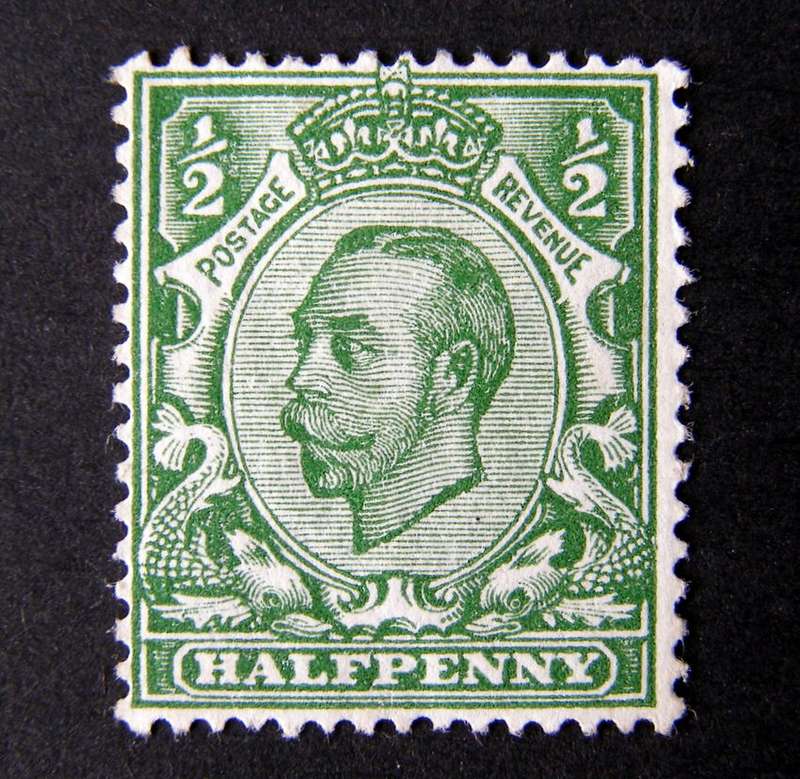 GREAT BRITAIN Mint* - Young King George V Half d. Green, Wmk Royal Cypher 'Simple' 1912
