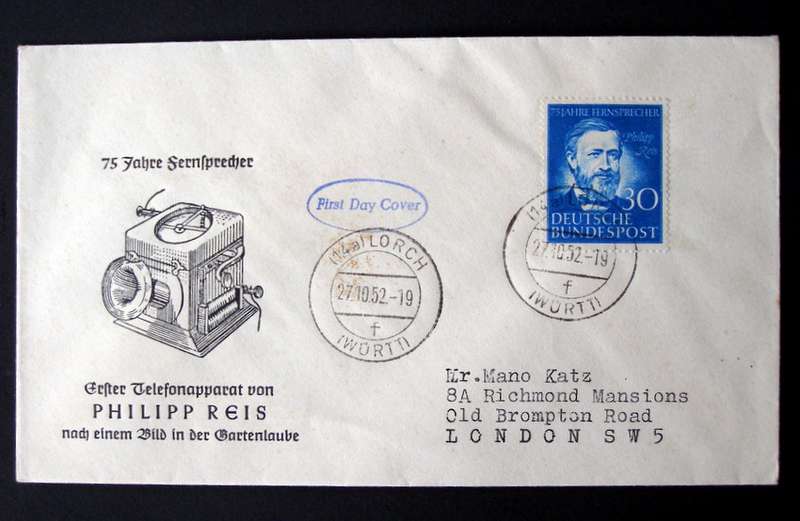 WEST GERMANY Cover - 75th Anniv. of German Telephone Service 1952