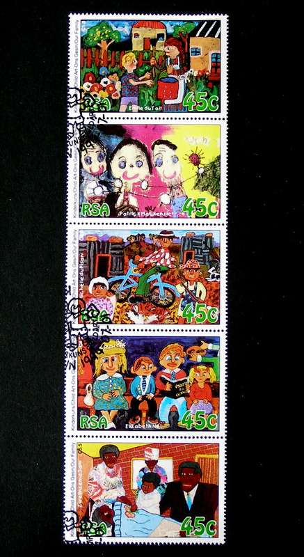 SOUTH AFRICA Set (CTO) - Child Art 'Our Family' 1994