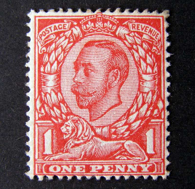GREAT BRITAIN Mint* - Young King George V 1d. Carmine, Shaded Lion, Imp. Crown Wmk 1912