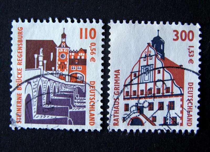 GERMANY - Tourist Sights (Values in Pfennig and Euro) 2000