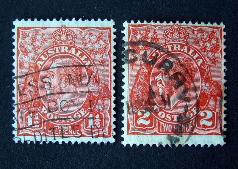 AUSTRALIA - King George V (Wmk 7 - Multiple Crown A, Perf 13.5 x 12.5) 1927-30