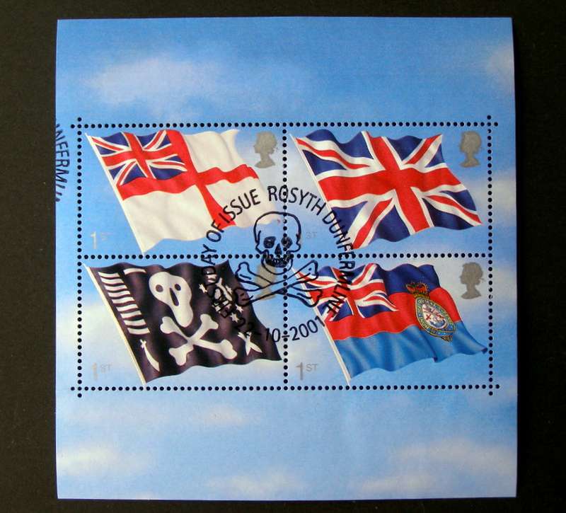 GREAT BRITAIN Miniature Sheet (First Day Cancel) - Cent. of Royal Navy Submarine Service 2001 /Flags