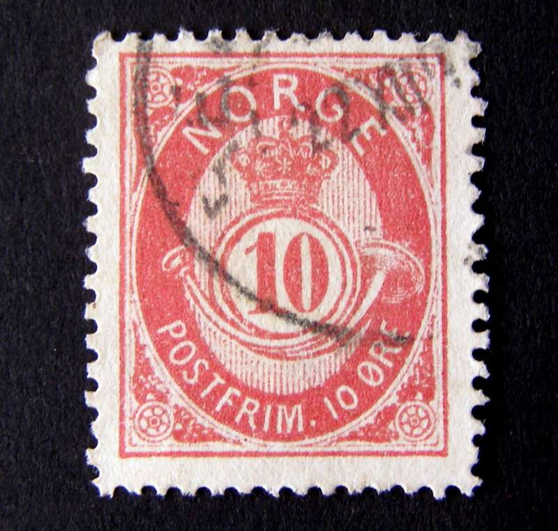 NORWAY - Posthorn 10ore Red 1877