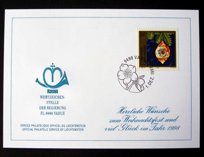 LIECHTENSTEIN Philatelic Service Christmas Card 1997