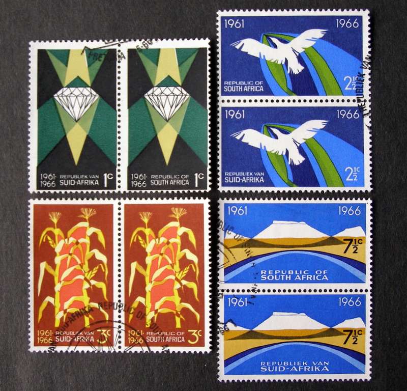 SOUTH AFRICA Set (First Day Cancel) - Fifth Anniv. of the Republic (Bilingual Pairs) 1966