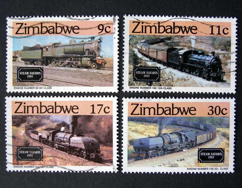 ZIMBABWE Set - Railway Locomotives, Steam Safaris 1985 //Trains//Transport