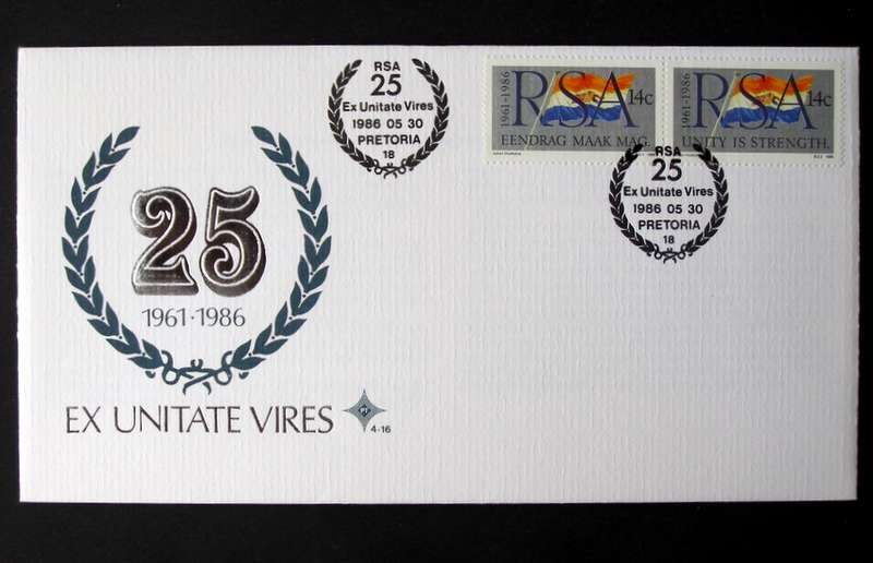 SOUTH AFRICA Cover - 25th Anniv. of R.S.A. 1986