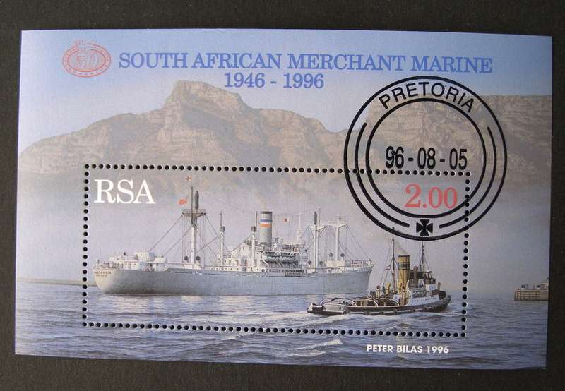 SOUTH AFRICA Miniature Sheet (CTO) - 50th Anniv. of S.A. Merchant Marine 1996 //Ships