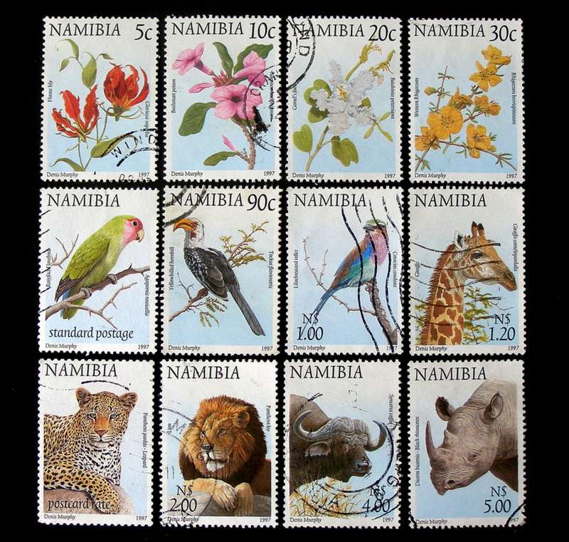 NAMIBIA - Flora and Fauna 1997 //Birds//Animals//Flowers