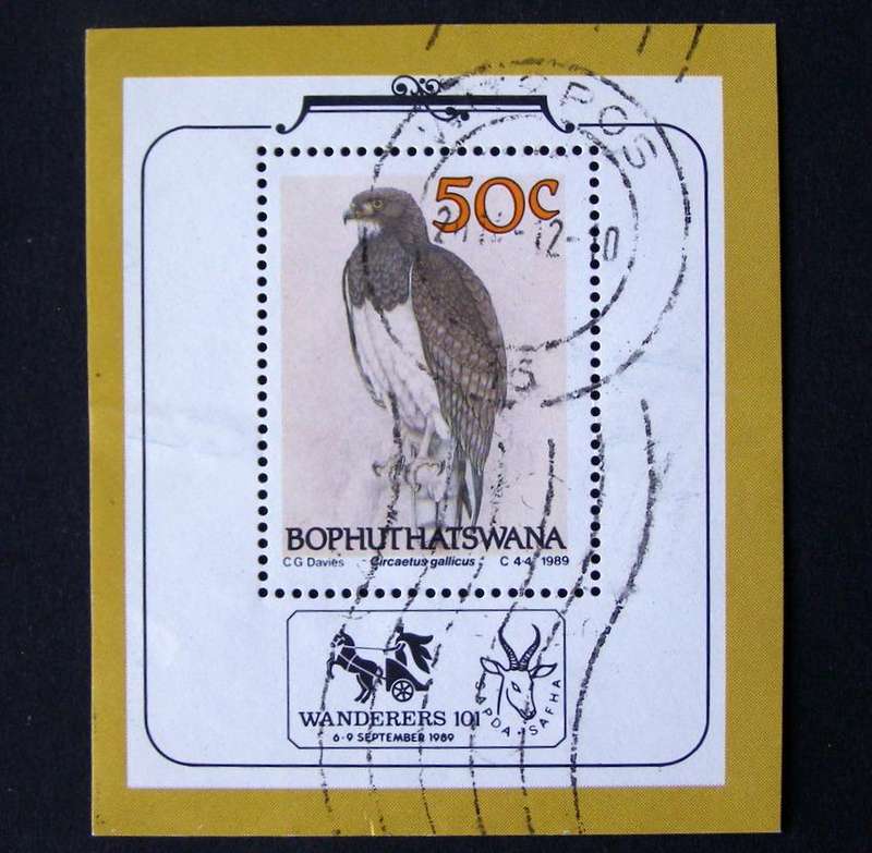BOPHUTHATSWANA Miniature Sheet - Birds of Prey 1989