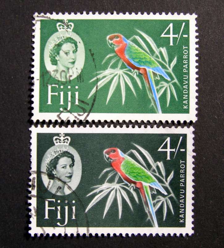 FIJI - 4/- Parrot Green and Slate Green 1959-66 //Birds