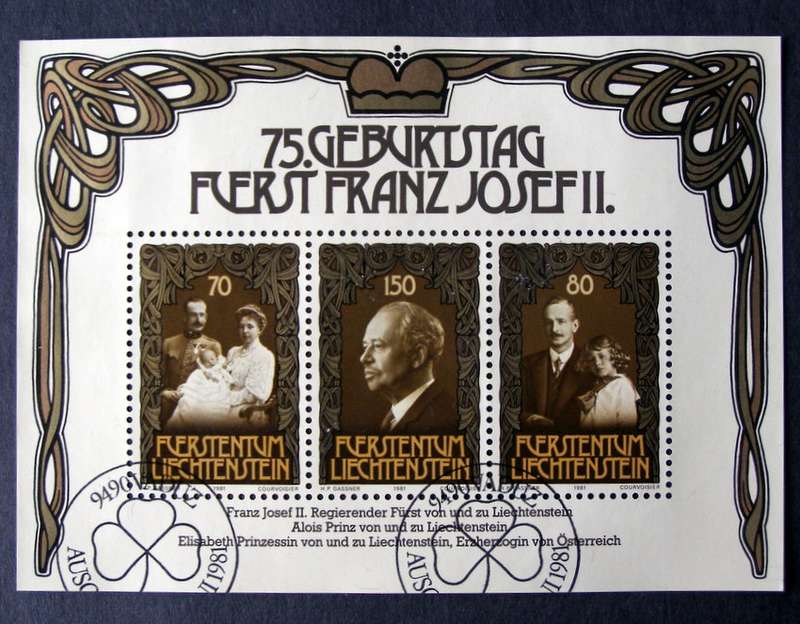 LIECHTENSTEIN Miniature Sheet (First Day Cancel) - 75th Birthday of Prince Francis Joseph II 1981