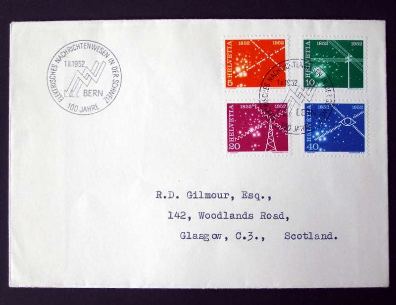 SWITZERLAND Cover - Centenary of Swiss Telecommunications 1952