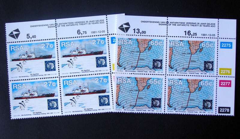 SOUTH AFRICA Mint Control Block Set - 30th Anniv. of Antarctic Treaty 1991