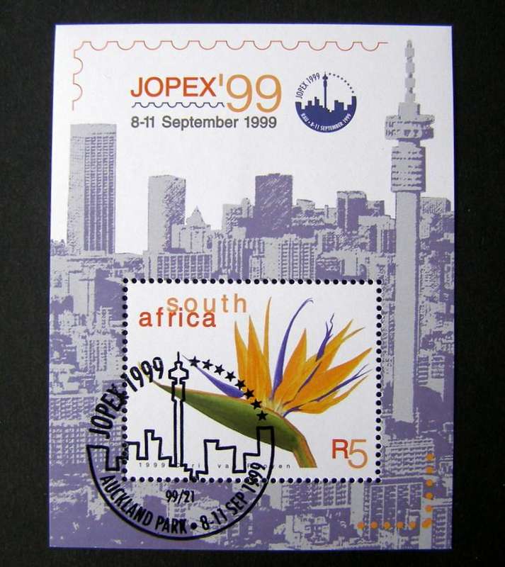 SOUTH AFRICA Miniature Sheet (CTO) - Johannesburg Stamp Exhibition 1999 //Flowers
