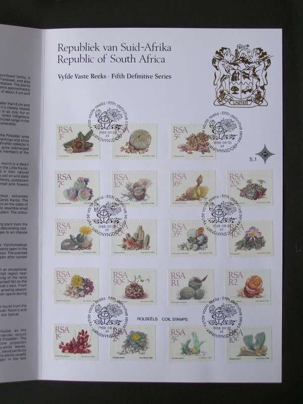 SOUTH AFRICA First Day Folder - Succulents Definitive 1988